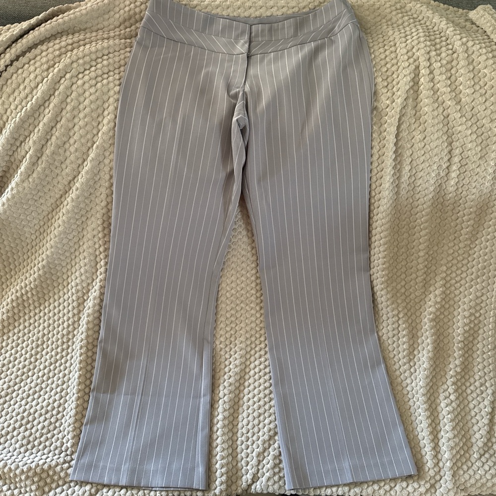 Tracy Evans Light Gray Pinstripe Boot Cut Pants